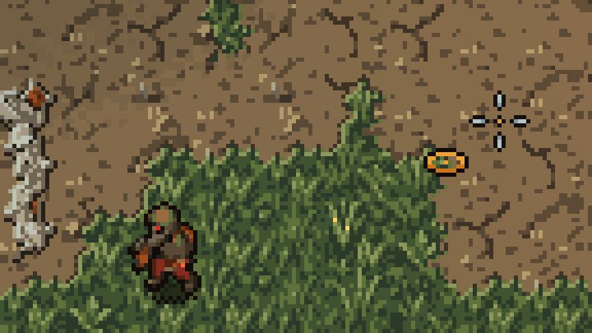 Close-up of the destination ring and the crosshair cursor.