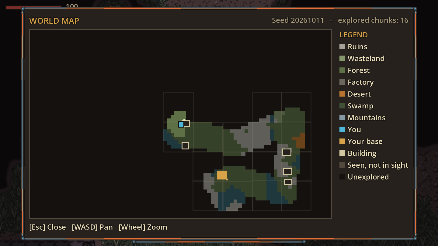 The world map fills in as you explore.