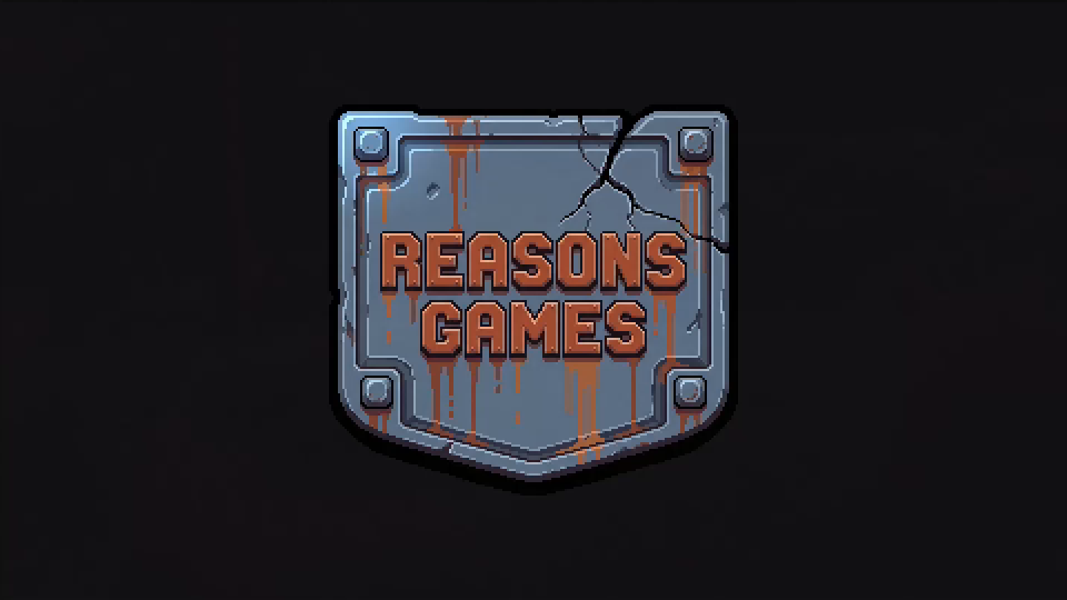 The end of the splash in the game window: the full dripping badge, the same as the original art.